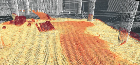 point clud heat map of ditsnce