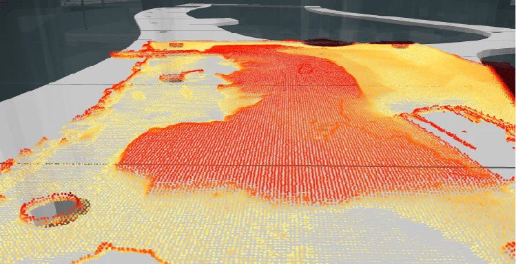 Heat map uneven element C2B Floor 3D model and point cloud